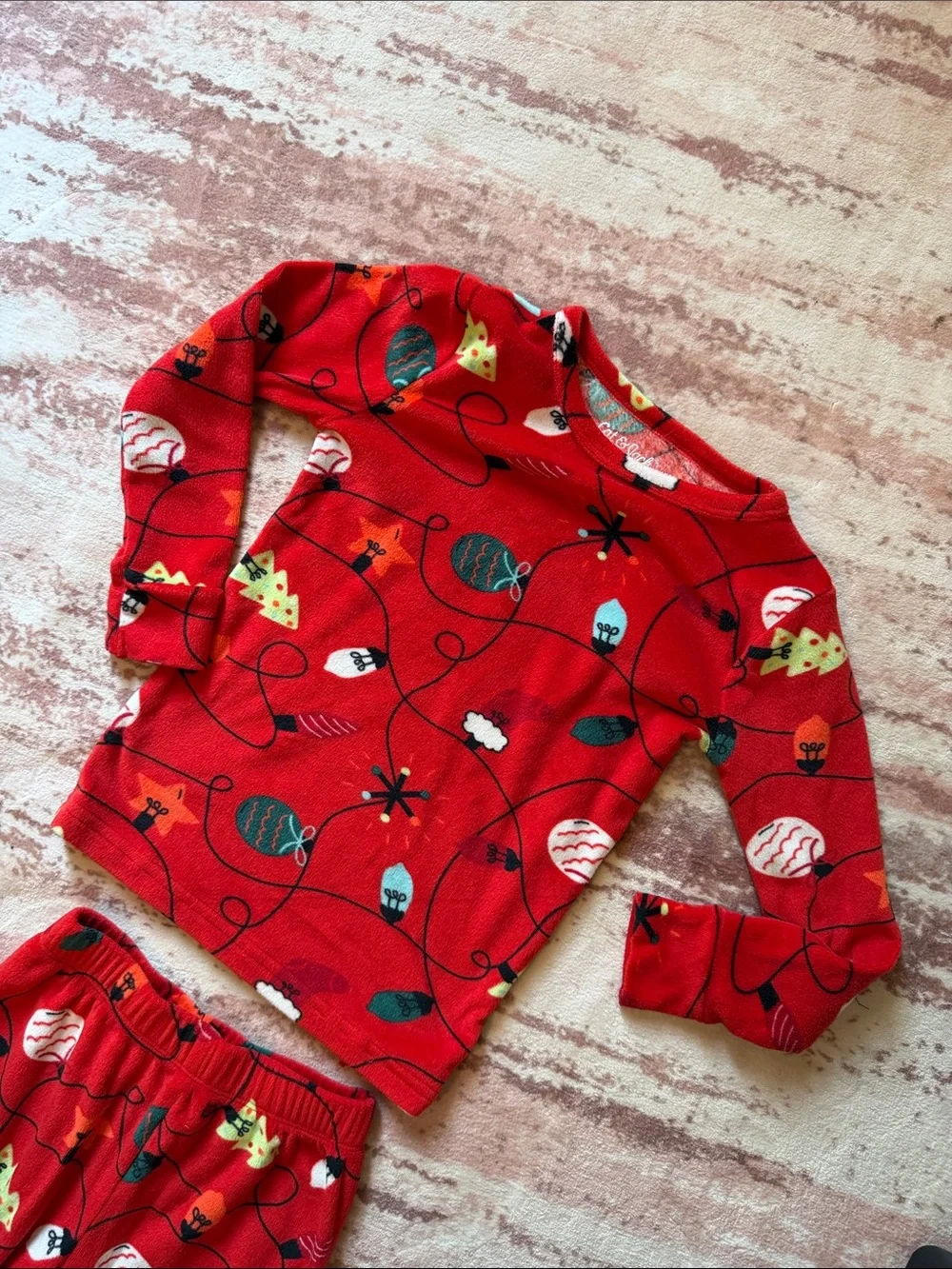 Cat & Jack Red Holiday Ornament & Tree Pajama Set